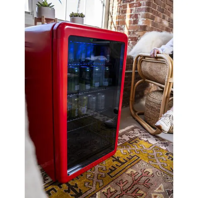 Alt view image 4 of 4 - 3.4 cu. ft. Retro Beverage Cooler in Red