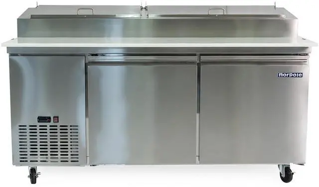 Main image of Commercial 16 cu. ft. 2-Door Pizza Prep Table Refrigerator in Stainless Steel