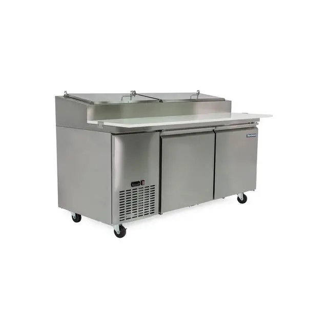 Alt view image 2 of 3 - Commercial 16 cu. ft. 2-Door Pizza Prep Table Refrigerator in Stainless Steel