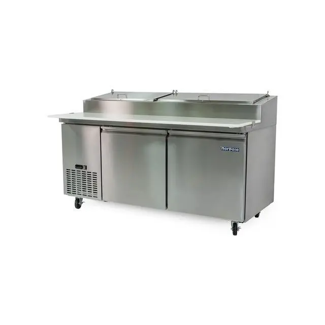 Alt view image 3 of 3 - Commercial 16 cu. ft. 2-Door Pizza Prep Table Refrigerator in Stainless Steel