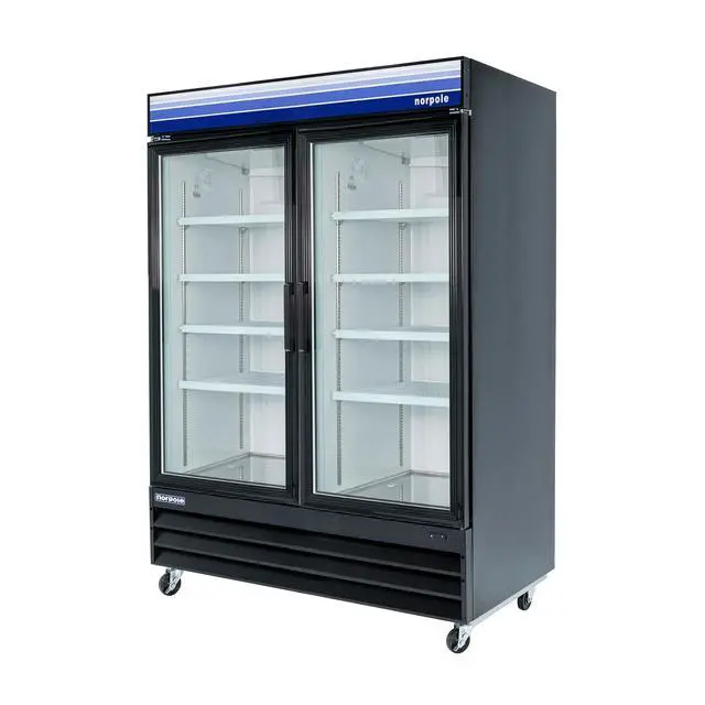 Alt view image 3 of 3 - Commercial 29 cu. ft. 2-Door Glass Merchandiser Refrigerator in Black