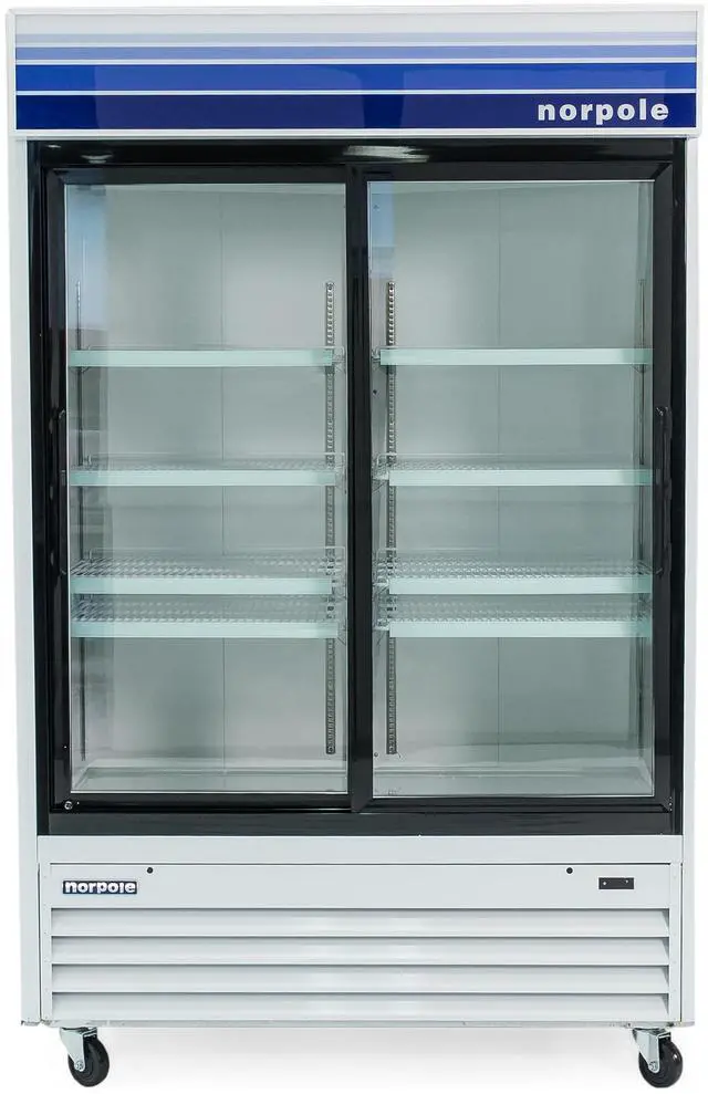 Main image of Commercial 53 in. W 45 cu. ft. Glass Door Refrigerator in White and Black