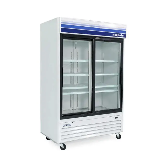 Alt view image 2 of 3 - Commercial 53 in. W 45 cu. ft. Glass Door Refrigerator in White and Black