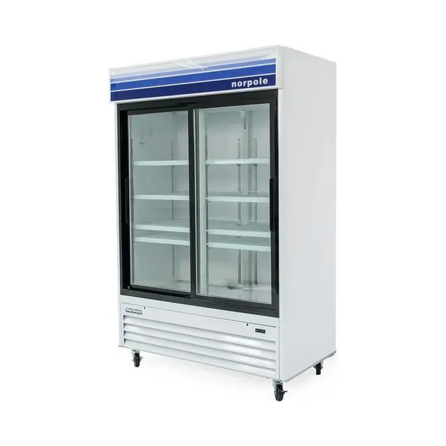 Alt view image 3 of 3 - Commercial 53 in. W 45 cu. ft. Glass Door Refrigerator in White and Black