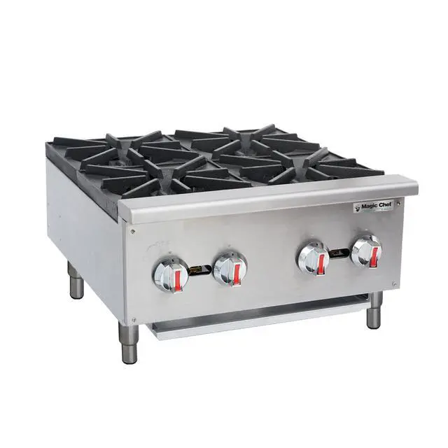 Alt view image 2 of 3 - 24 in. Commercial 4-Burner Countertop Gas Hotplate in Stainless Steel