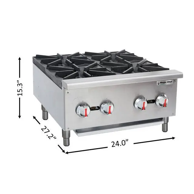 Alt view image 3 of 3 - 24 in. Commercial 4-Burner Countertop Gas Hotplate in Stainless Steel