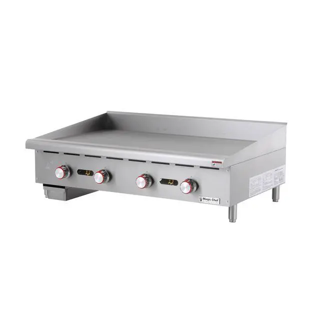 Alt view image 3 of 5 - 48 in. Natural Gas Commercial Manual Countertop Griddle in Stainless Steel