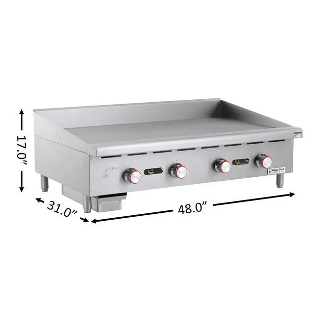 Alt view image 4 of 5 - 48 in. Natural Gas Commercial Manual Countertop Griddle in Stainless Steel