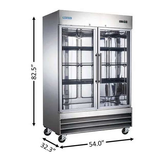 Alt view image 4 of 4 - Commercial 54 in. 48 cu. ft. 2-Glass Door Reach-In Refrigerator in Stainless