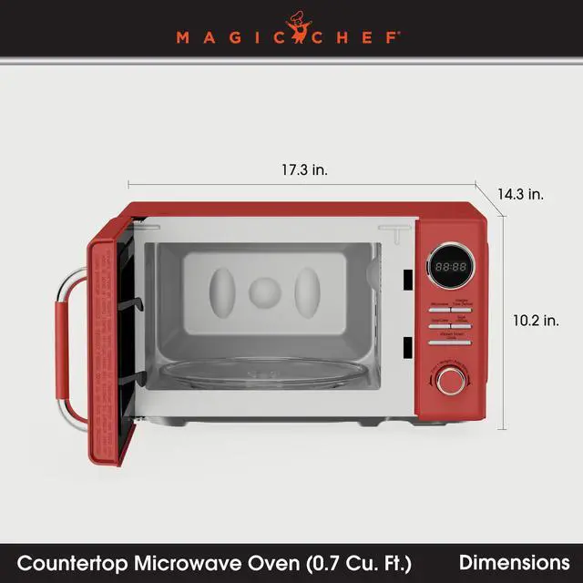 Alt view image 4 of 6 - 0.7 cu. ft. Retro Countertop Microwave in Red