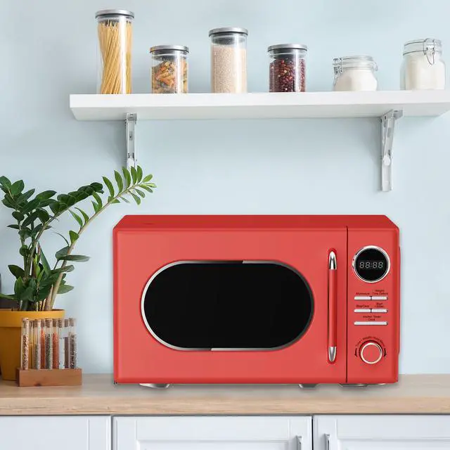 Alt view image 6 of 6 - 0.7 cu. ft. Retro Countertop Microwave in Red