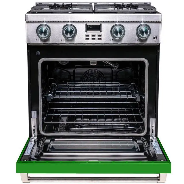 Alt view image 2 of 4 - Pro-Style 30 in. 4-Element Slide-In Gas Range with Convection in Stainless with Green Door