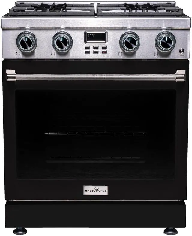 Main image of Pro-Style 30 in. 4-Element Slide-In Gas Range with Convection in Stainless with Black Door