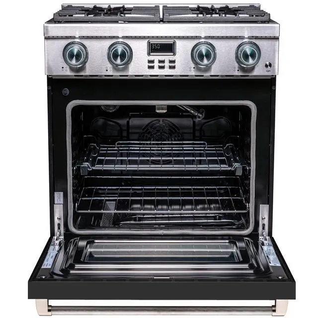 Alt view image 2 of 6 - Pro-Style 30 in. 4-Element Slide-In Gas Range with Convection in Stainless with Black Door