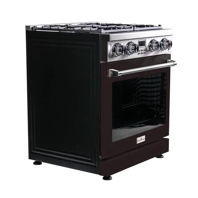 Alt view image 3 of 6 - Pro-Style 30 in. 4-Element Slide-In Gas Range with Convection in Stainless with Black Door