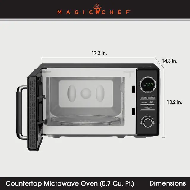 Alt view image 4 of 6 - 0.7 cu. ft. Retro Countertop Microwave in Black