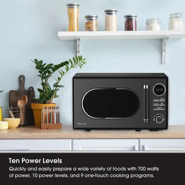 Alt view image 5 of 6 - 0.7 cu. ft. Retro Countertop Microwave in Black