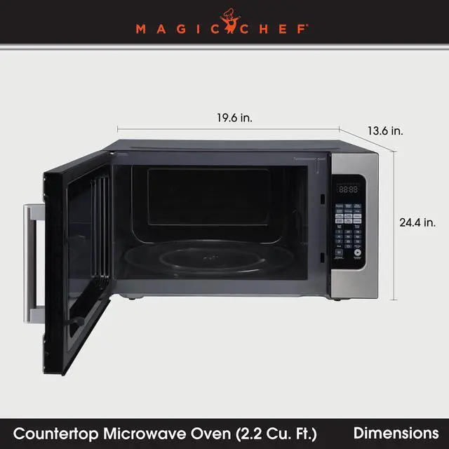 Alt view image 4 of 6 - 24.4 in. W. 2.2 cu. ft. Countertop Microwave Oven in Stainless Steel, with Gray Cavity