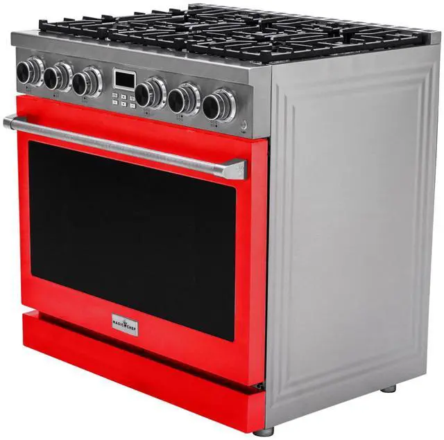 Alt view image 3 of 4 - Pro-Style 36 in. 6-Burner Slide-in Gas Range with Convection in Stainless with Red Door