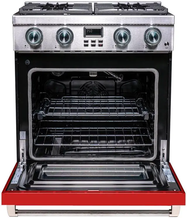 Alt view image 2 of 5 - Pro-Style 30 in. 4-Element Slide-In Gas Range with Convection in Stainless with Red Door