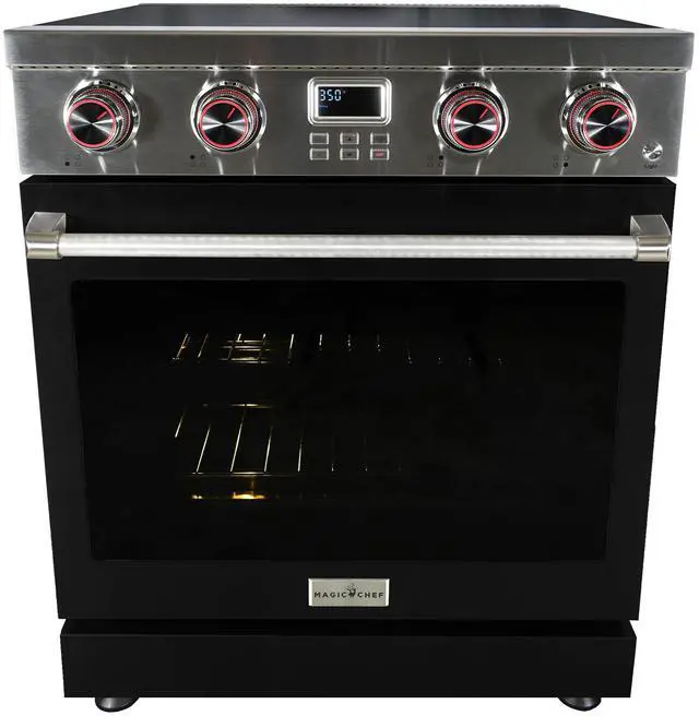 Main image of Pro-Style 30 in. 4-Element Slide-In Electric Range with Convection in Stainless with Black Door