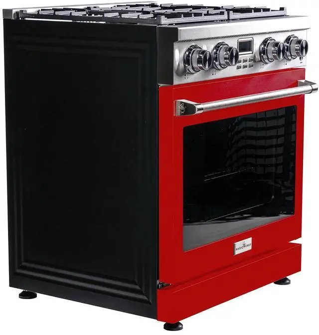 Alt view image 3 of 5 - Pro-Style 30 in. 4-Element Slide-In Gas Range with Convection in Stainless with Red Door
