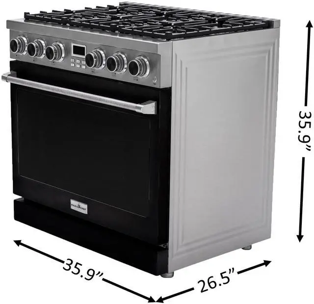 Alt view image 4 of 5 - Pro-Style 36 in. 6-Burner Slide-in Gas Range with Convection in Stainless with Black Door