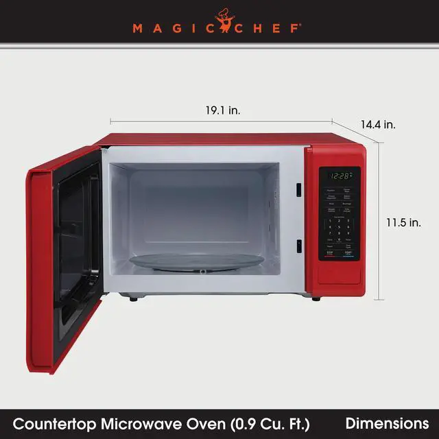 Alt view image 3 of 3 - 0.9 in. 900-Watt Countertop Microwave in Red