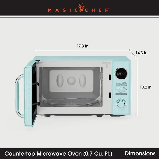 Alt view image 4 of 5 - 0.7 cu. ft. Retro Countertop Microwave in Mint