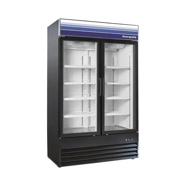 Alt view image 3 of 4 - Commercial 53 in. 45 cu. ft. 2-Door Glass Merchandiser Refrigerator in Black