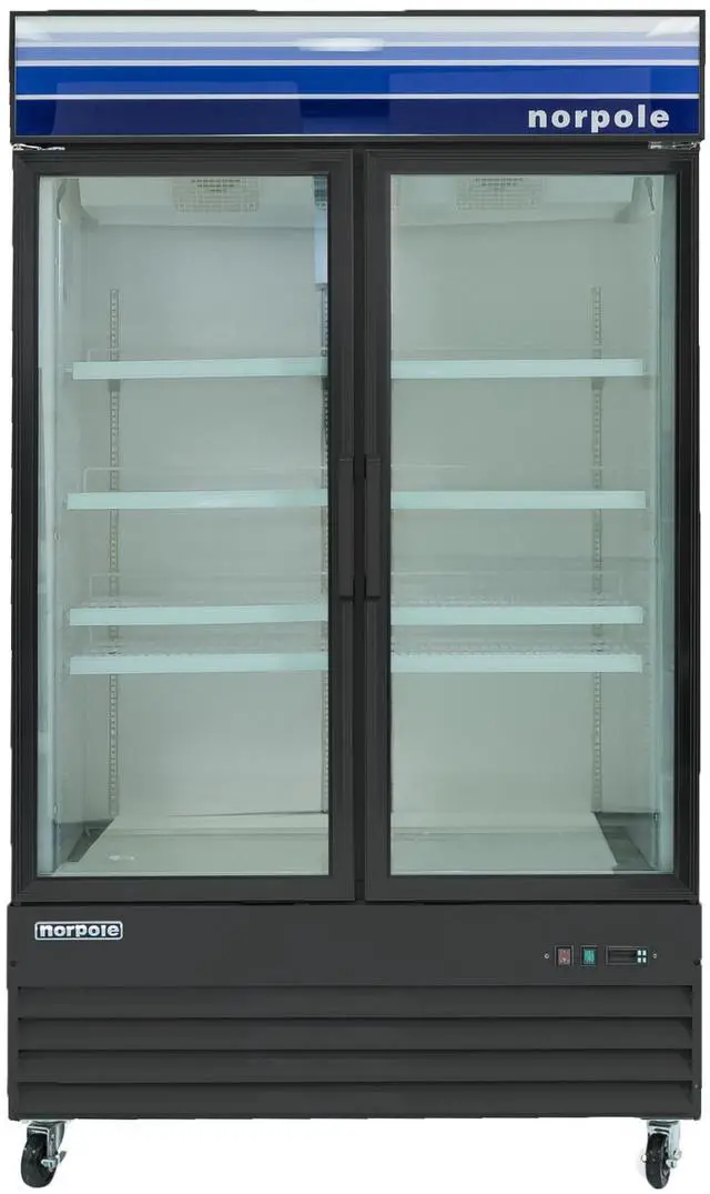 Main image of Commercial 53 in. 45 cu. ft. 2-Door Glass Merchandiser Refrigerator in Black