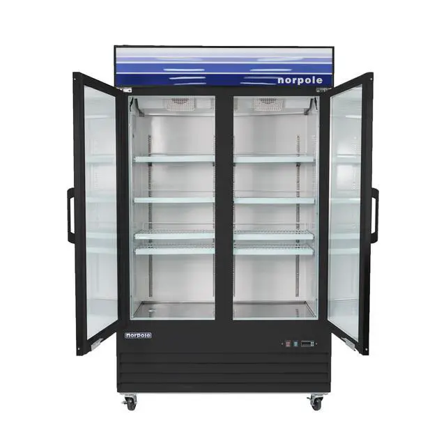 Alt view image 2 of 4 - Commercial 53 in. 45 cu. ft. 2-Door Glass Merchandiser Refrigerator in Black