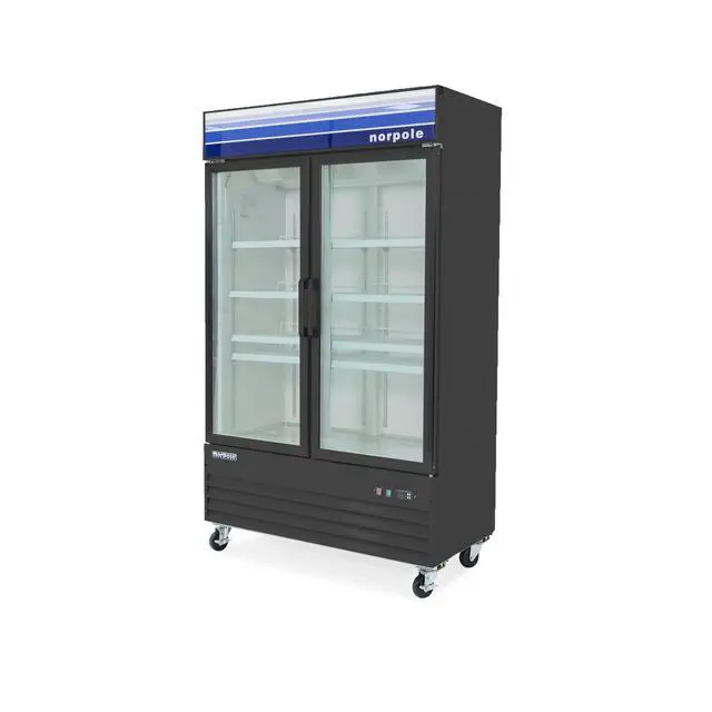 Alt view image 4 of 4 - Commercial 53 in. 45 cu. ft. 2-Door Glass Merchandiser Refrigerator in Black