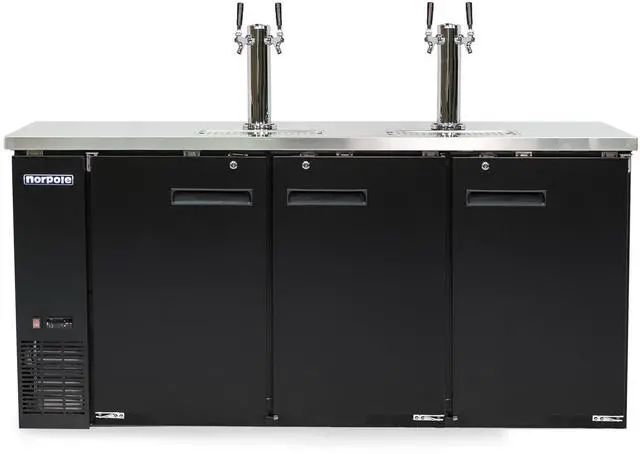 Main image of Commercial Three 1/2 Barrel Beer Keg Cooler with 2 Direct Taps in Black