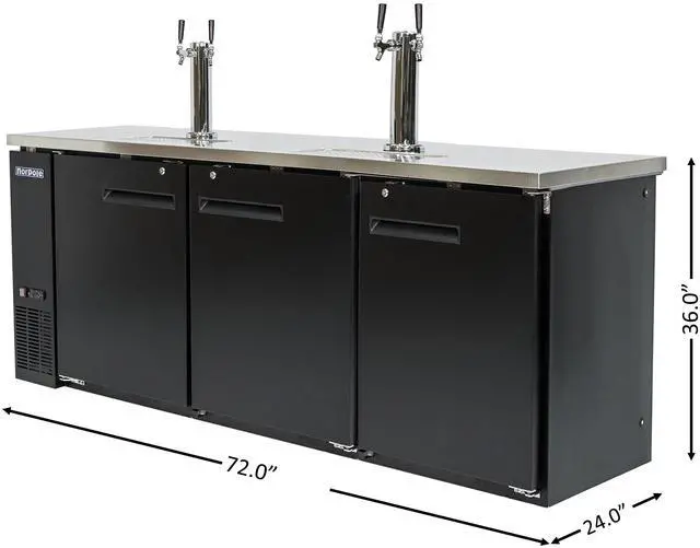 Alt view image 5 of 5 - Commercial Three 1/2 Barrel Beer Keg Cooler with 2 Direct Taps in Black