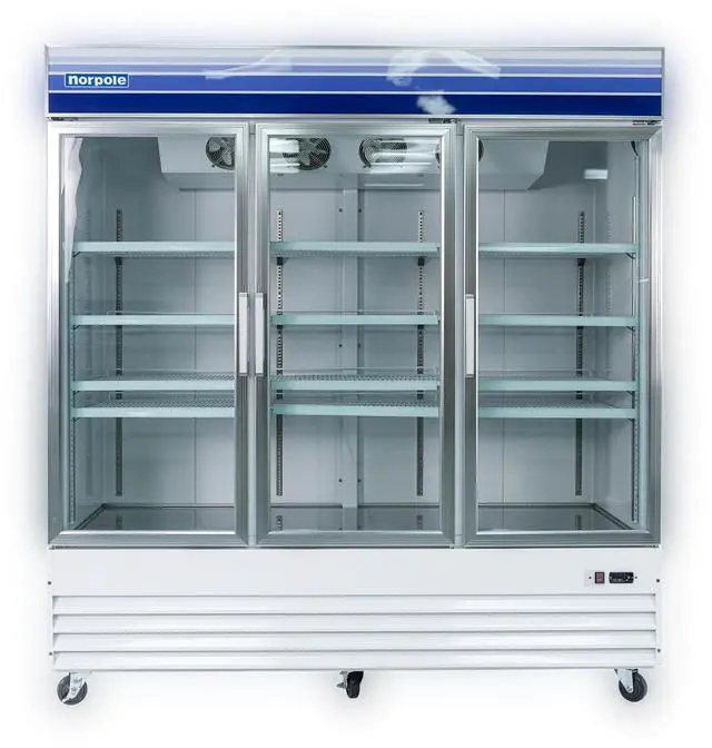 Main image of Commercial 78 in. 53 cu. ft. 3-Door Glass Reach-In Refrigerator in White