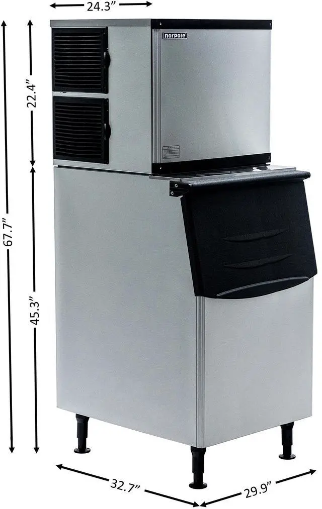 Alt view image 3 of 3 - Commercial 500 lbs. Freestanding Ice Maker in Stinless Steel
