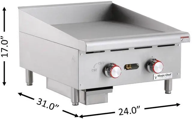 Alt view image 4 of 4 - 24 in. Commercial Natural Gas Manual Countertop Griddle in Stainless Steel