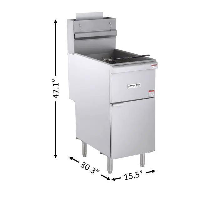 Alt view image 5 of 6 - 20 Qt. 40 lb. Stainless Steel Commercial Propane Gas Fryer - 90, 000 BTU
