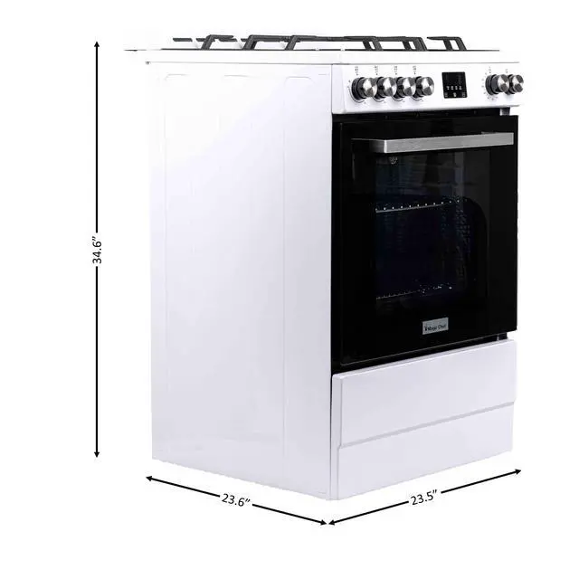 Alt view image 4 of 5 - 24 in. 4-Burner Freestanding Gas Range in White