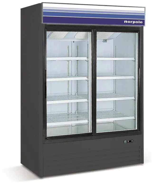 Main image of Commercial 45 cu. ft. 2-Sliding Glass Door Refrigerator in Black