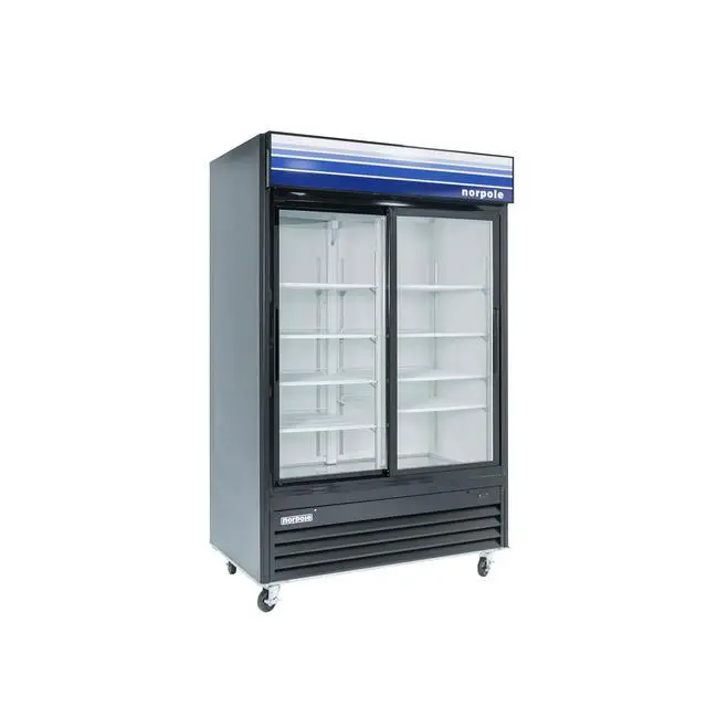 Alt view image 2 of 3 - Commercial 45 cu. ft. 2-Sliding Glass Door Refrigerator in Black