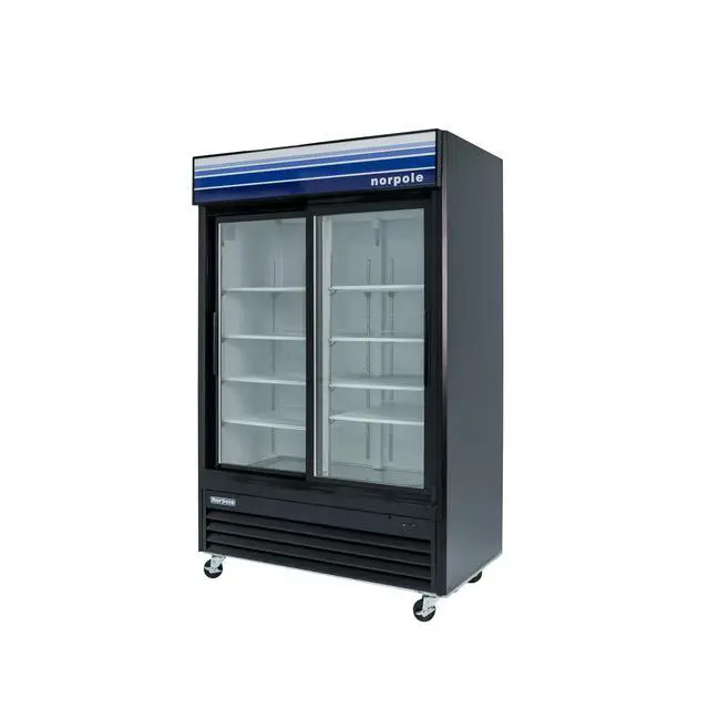 Alt view image 3 of 3 - Commercial 45 cu. ft. 2-Sliding Glass Door Refrigerator in Black