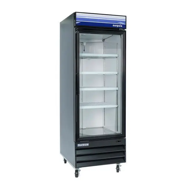 Alt view image 2 of 5 - Commercial 28 in. 23 cu. ft. Single Swing Glass Door Refrigerator in Black