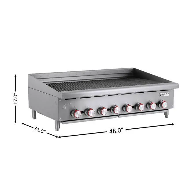 Alt view image 4 of 6 - 48 in. Commercial Countertop Radiant Charbroiler in Stainless Steel