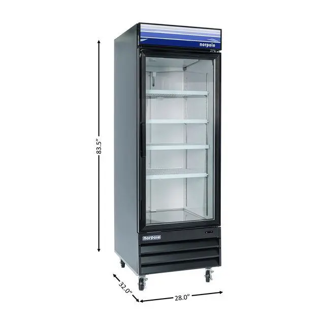 Alt view image 4 of 5 - Commercial 28 in. 23 cu. ft. Single Swing Glass Door Refrigerator in Black