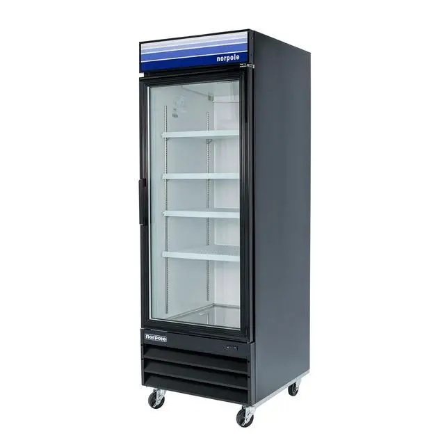 Alt view image 3 of 5 - Commercial 28 in. 23 cu. ft. Single Swing Glass Door Refrigerator in Black