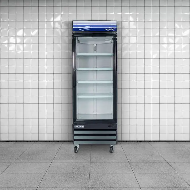 Alt view image 5 of 5 - Commercial 28 in. 23 cu. ft. Single Swing Glass Door Refrigerator in Black