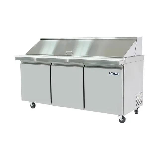 Alt view image 3 of 4 - Commercial 70 in. 15.5 cu. ft. 3-Door Mega Top Sandwich-Salad Prep Table Steel