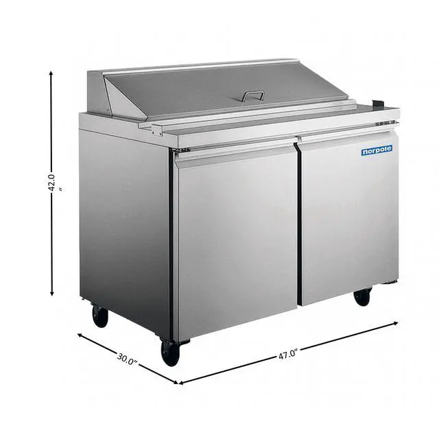 Alt view image 4 of 4 - Commercial 9.5 cu. ft. Sandwich/Salad Prep Table Refrigerator in Stainless Steel